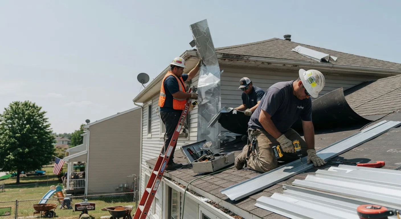 Storm Damage Metal Roof Repair in Greensboro, IN